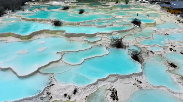 Aerial view of Huanglong national park, China.