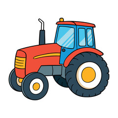 modern tractor watercolor vector white background