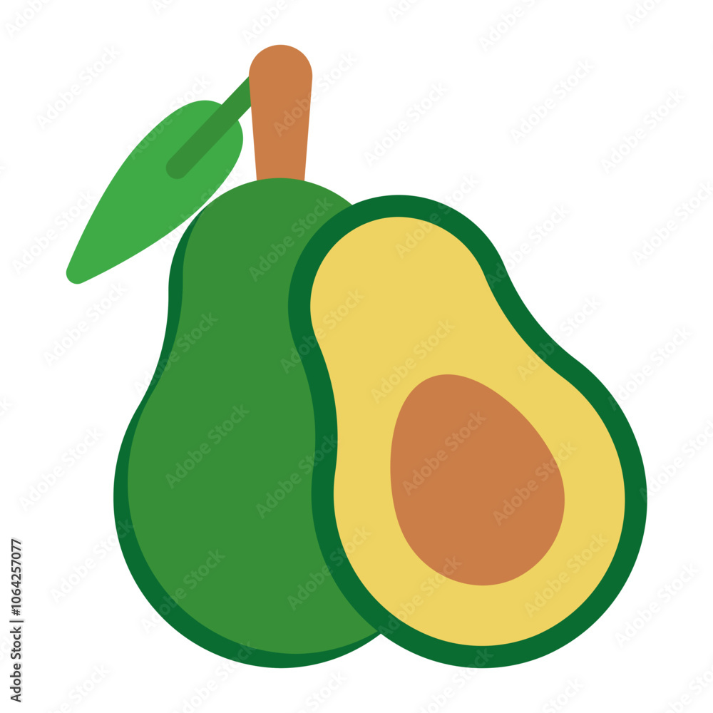 Wall mural avocado icon in color fill. flat style