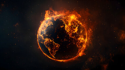 Burning Globe in Space