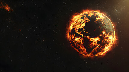 Fototapeta premium Burning Globe in Space