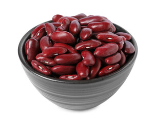 Dried red beans in bowl isolated on white