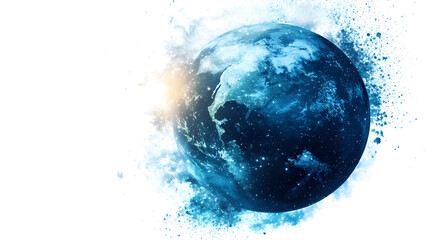 A double exposure effect with a globe merging into a starry sky, blending both Earth&rsquo;s surface and the cosmos seamlessly