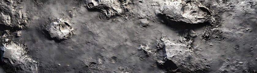 Close-up of a rough, dark grey textured surface with craters and raised areas.