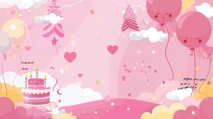Birthday party pink happy celebrating scene background creates a joyous and festive atmosphere. A delightful display of celebration and color