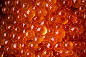 いくらの醬油漬けのクローズアップ背景