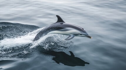 Naklejka premium Dolphin Leaping Through the Waves