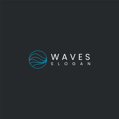 wave vector logo line art concept design template