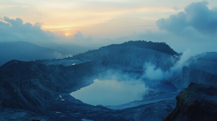Fototapeta premium Volcanic Crater Lake at Sunrise