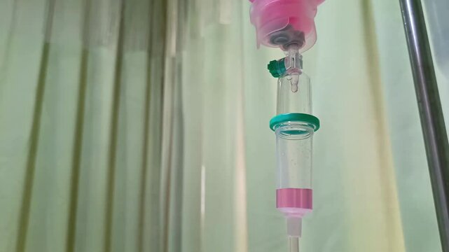 Set IV vitamin fluid intravenous drip saline infusion hospital room. Medical Concept emergency care and injection infusion chemotherapy treatment drugs. with empty space on the left