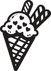 Ice Cream vector black and white