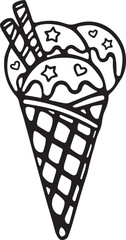 Ice Cream vector black and white