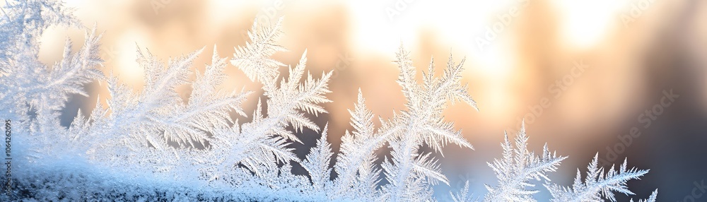 Poster delicate frost patterns on a window pane