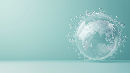 Obraz premium A stylized, transparent globe representing global connectivity, with a focus on Africa, against a soft blue background.