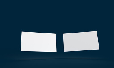 Fototapeta premium namecard white isolated square mockup empty blank company branding business organization corporate identity blue background design card banner paper print message portfolio document information sheet