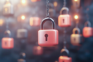 Abstract display of padlocks representing data security