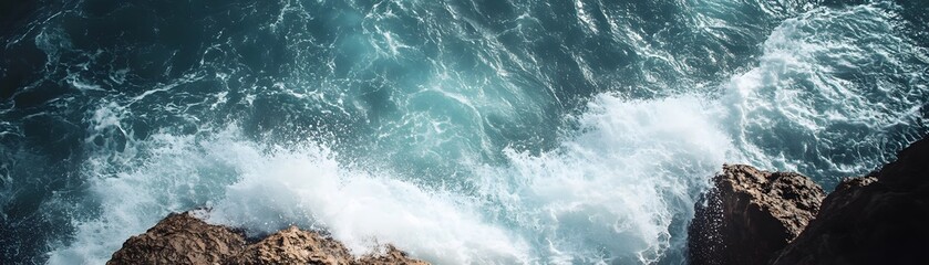 Obraz premium Ocean Waves Crashing Against Rocky Coastline