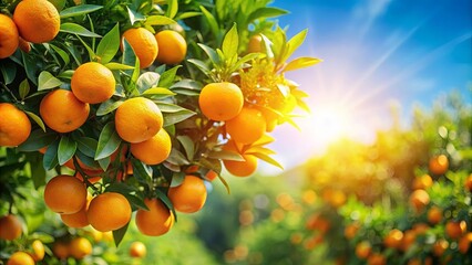 A Sun-Kissed Orchard Filled with Ripe Oranges, Their Juicy Pulp Glowing in the Warm Light