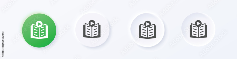 Aufkleber e-book icon. neumorphism round style button design vector