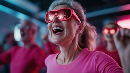 Energetic Seniors Enjoying Fitness in Modern Room