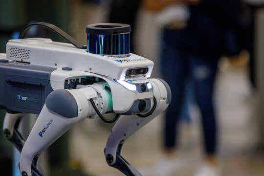 Robot dog at an exhibition in Rio de Janeiro, Brazil