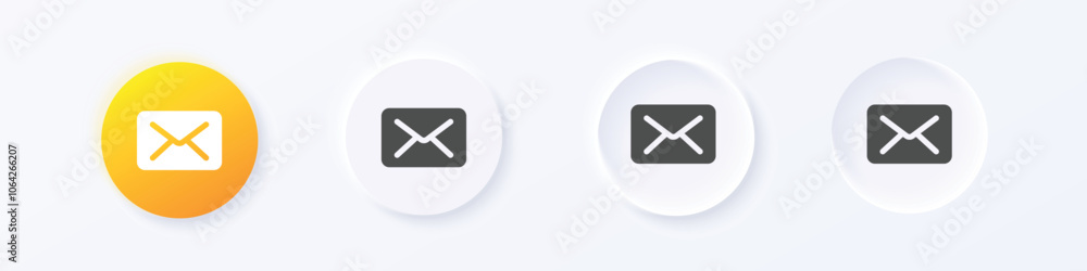 Poster electronic mail icon. neumorphism round style button design vector