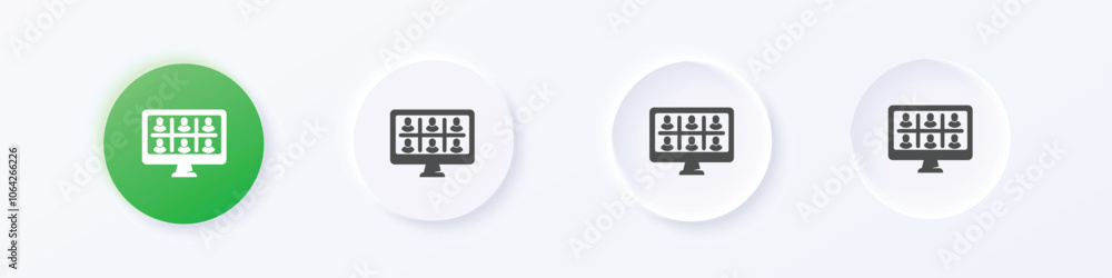 Aufkleber online classroom icon. neumorphism round style button design vector