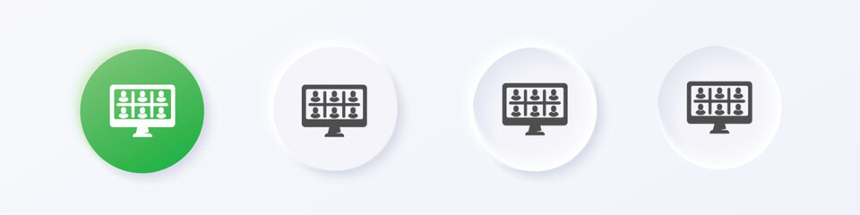 Online classroom icon. Neumorphism round style button design vector