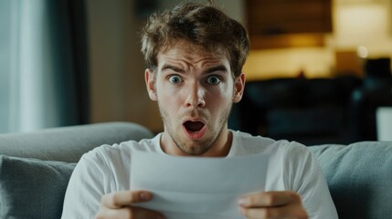 Surprised Man Reading Unbelievable News