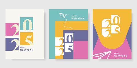 Happy new year 2025 design.poster background.number illustrations.colorful.eps 10