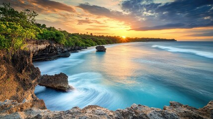 View of Nusa Dua beach in southern Bali, Indonesia . 