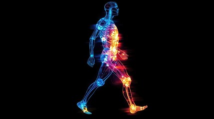 Glowing Human Skeleton Walking