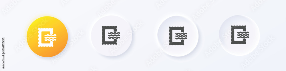 Aufkleber mail stamps icon. neumorphism round style button design vector