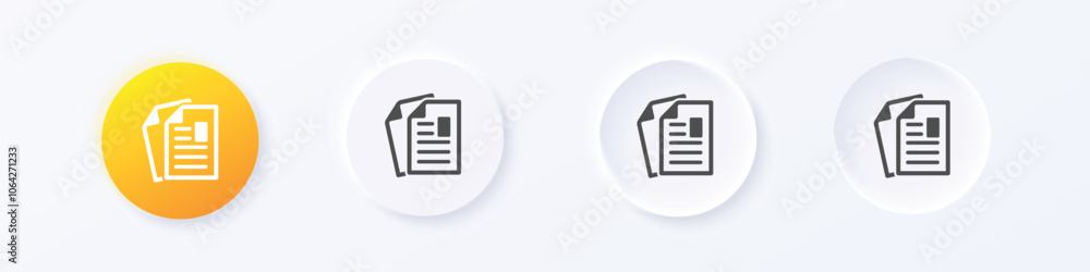 Aufkleber letters icon. neumorphism round style button design vector