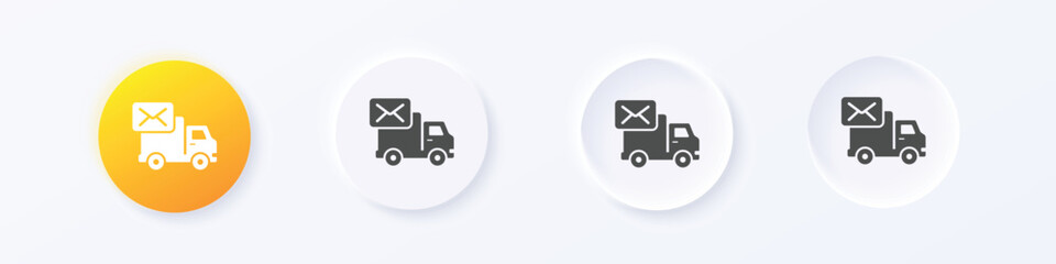 Mail send icon. Neumorphism round style button design vector