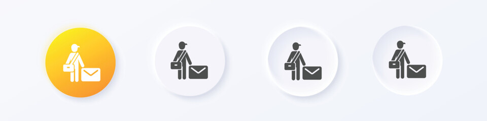 Postman icon. Neumorphism round style button design vector