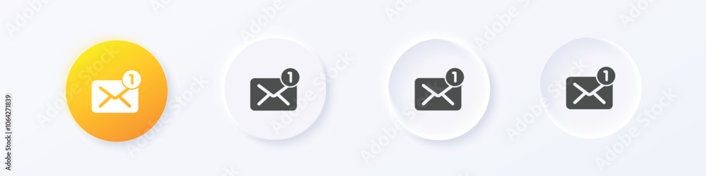 Poster mail notification icon. neumorphism round style button design vector