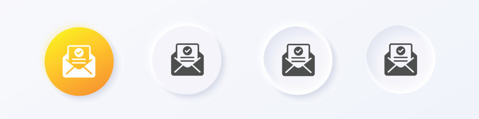 Fototapeta premium Official mail icon. Neumorphism round style button design vector