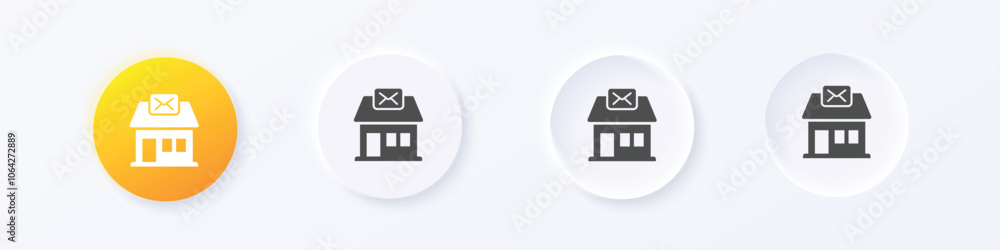 Poster post office icon. neumorphism round style button design vector