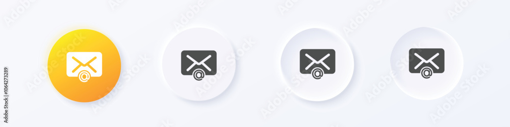 Poster mail address icon. neumorphism round style button design vector