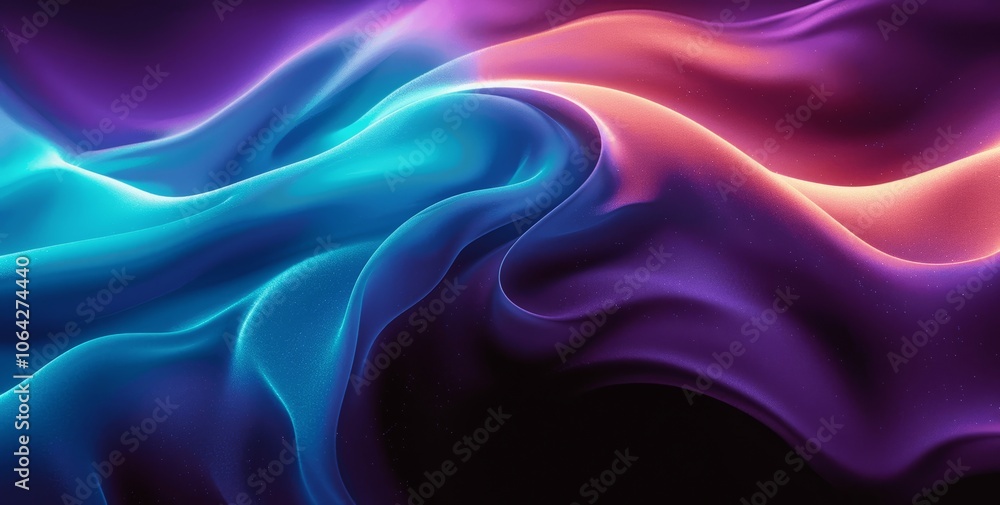Poster 4k vibrant gradient background with abstract wavy lines and noise