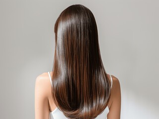 Beautiful Japanese Woman with Shiny Long Hair