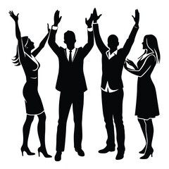 people gesture silhouette set