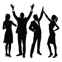 people gesture silhouette set