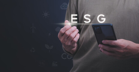 Environmental, Social, and Corporate Governance (ESG) concepts. Doing business in a sustainable, ethical, and Responsible investment To conserve nature and solve environmental and social problems