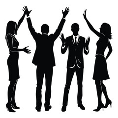 people gesture silhouette set