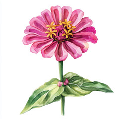 zinnia flower watercolor clipart illustration isolated