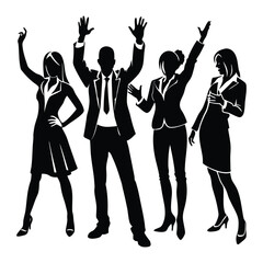 Fototapeta premium people gesture silhouette set