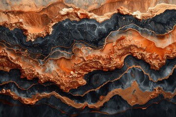 Fototapeta premium Elegant Rose Gold and Dark Brown Fluid Art in Alcohol Ink Technique with Marble-like Texture High Resolution Luxury Design
