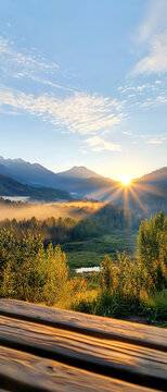 Experience the tranquility of a festive sunrise over majestic mountains